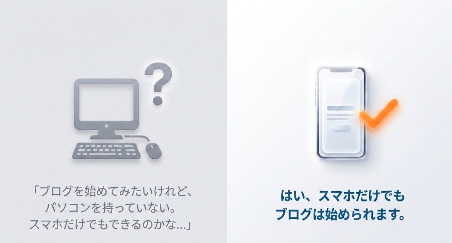 パソコンを持っていなくてもスマホだけでブログの開設や投稿を始められる